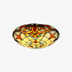Tiffany Baroque Rond LED Plafonnier Verre Métal Chambre À Coucher - Neutralighting