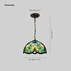 Tiffany Vintage Suspension Tachée Fleurs Verre Salon - Neutralighting