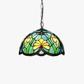 Tiffany Vintage Suspension Tachée Fleurs Verre Salon - Neutralighting