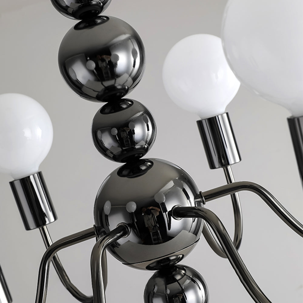 Valentina Lustre Médiéval LED Sphérique Noir Métal Salon - Neutralighting