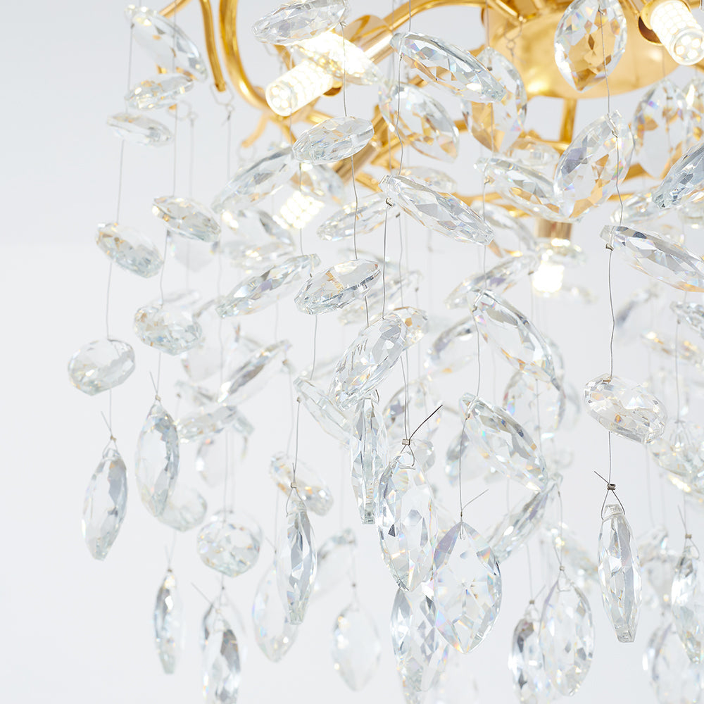 Kristy Lustre Branche Moderne Cristal/Métal Doré Salon - Neutralighting