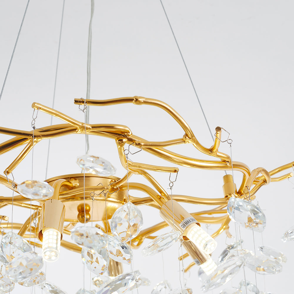 Kristy Lustre Branche Moderne Cristal/Métal Doré Salon - Neutralighting