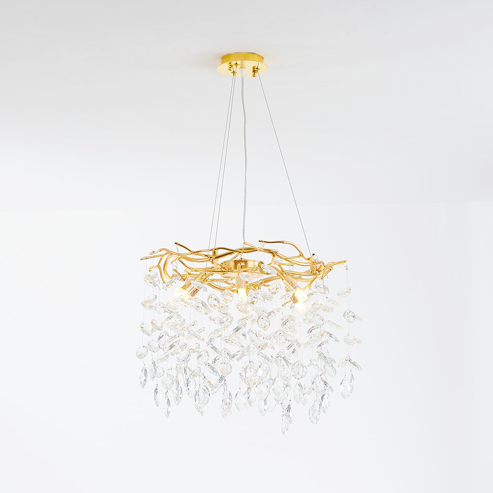 Kristy Lustre Branche Moderne Cristal/Métal Doré Salon - Neutralighting