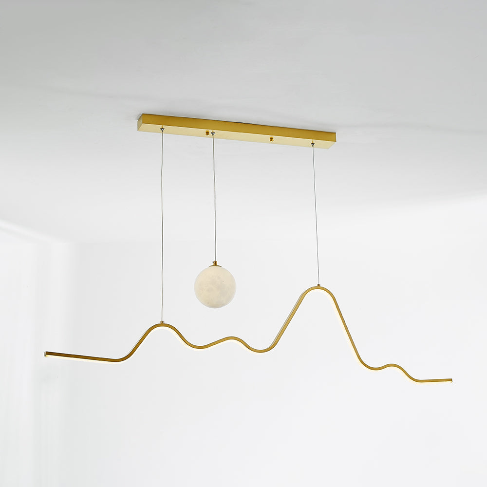 Arisha Suspension Linéaire Naturelle, Noir/Blanc/Or, Salon - Neutralighting