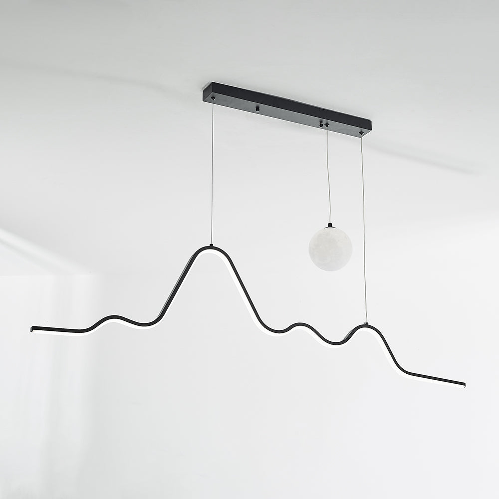 Arisha Suspension Linéaire Naturelle, Noir/Blanc/Or, Salon - Neutralighting