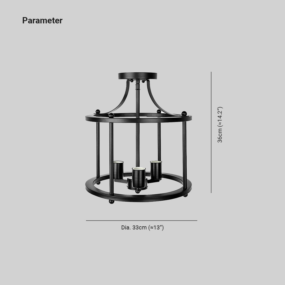 Silva Plafonnier Lanterne Industriel, Métal/Verre, Noir, Salon - Neutralighting