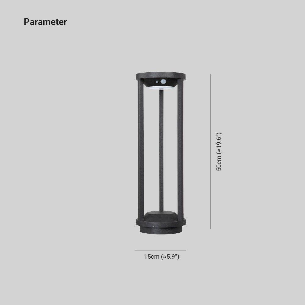 Ray Borne Extérieure Cylindrique Simple, Métal, Noir, Jardin - Neutralighting