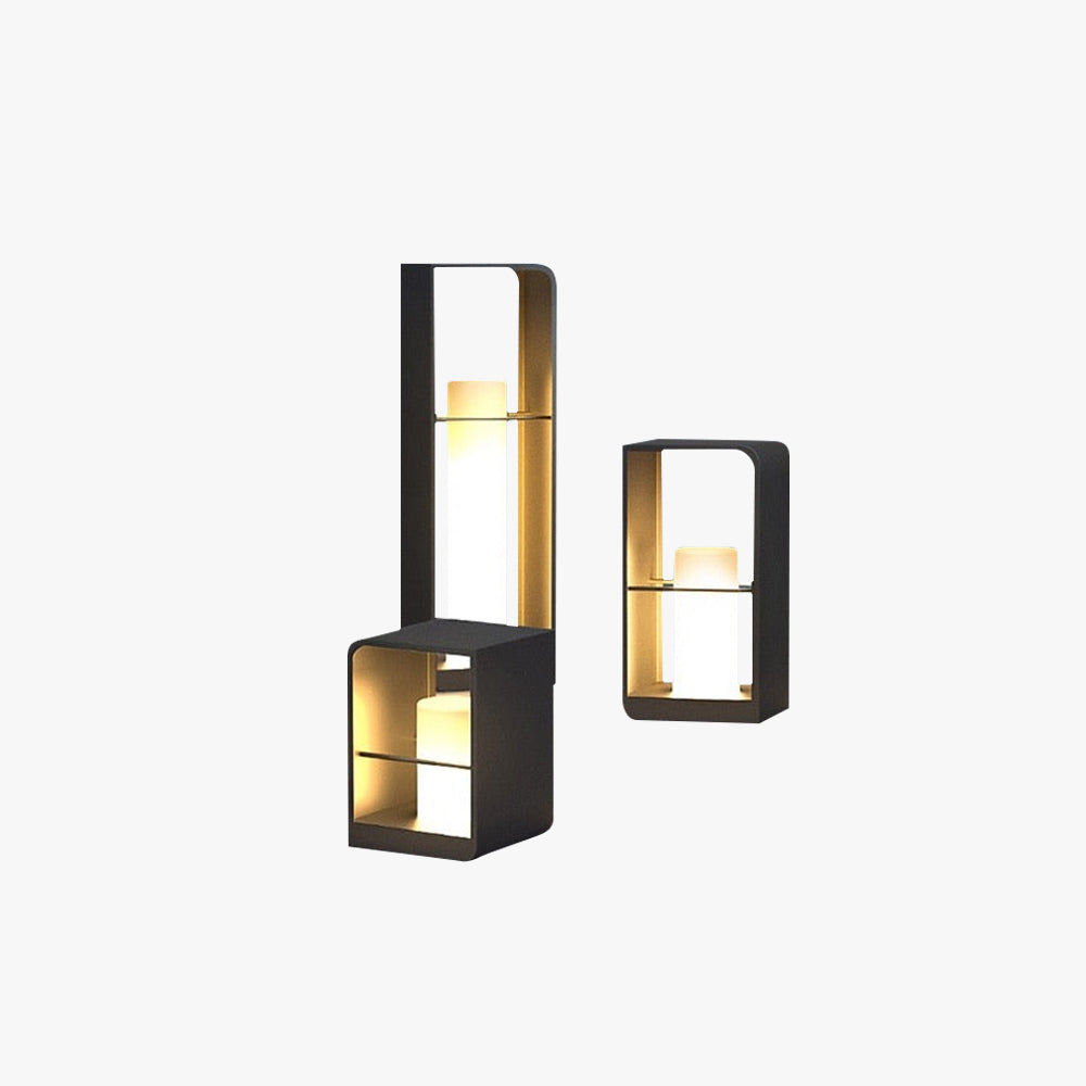 Ray Borne Extérieure Carré Minimaliste, Métal/Acrylique, Noir, Jardin - Neutralighting