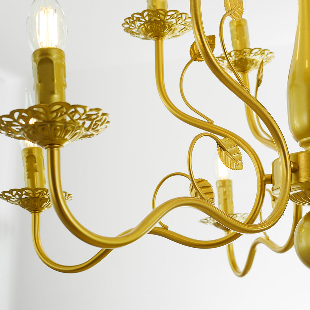 Kristy Vintage LED Lustre Noir/Doré Métal/Cristal Salon Chambre à coucher - Neutralighting