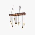Epoch Industrie LED Suspension Linénaire Brun Bois Métal Verre Salle à Manger - Neutralighting
