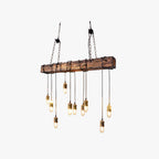 Epoch Industrie LED Suspension Linénaire Brun Bois Métal Verre Salle à Manger - Neutralighting