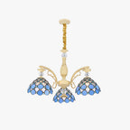 Silva Fleur Vintage LED Suspension Bleu Métal Verre Salon Chambre à Coucher - Neutralighting