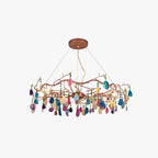Valentina Art LED Suspension Doré Rosé Métal Pierre d'Agate Salon - Neutralighting