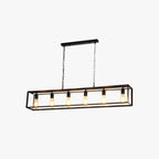 Silva Rectangle Vintage LED Suspension Noir Laiton Métal Salon - Neutralighting