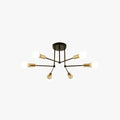 Valentina Plafonnier Linéaire Moderne, Métal/Verre, Blanc/Noir/Doré, Salon - Neutralighting