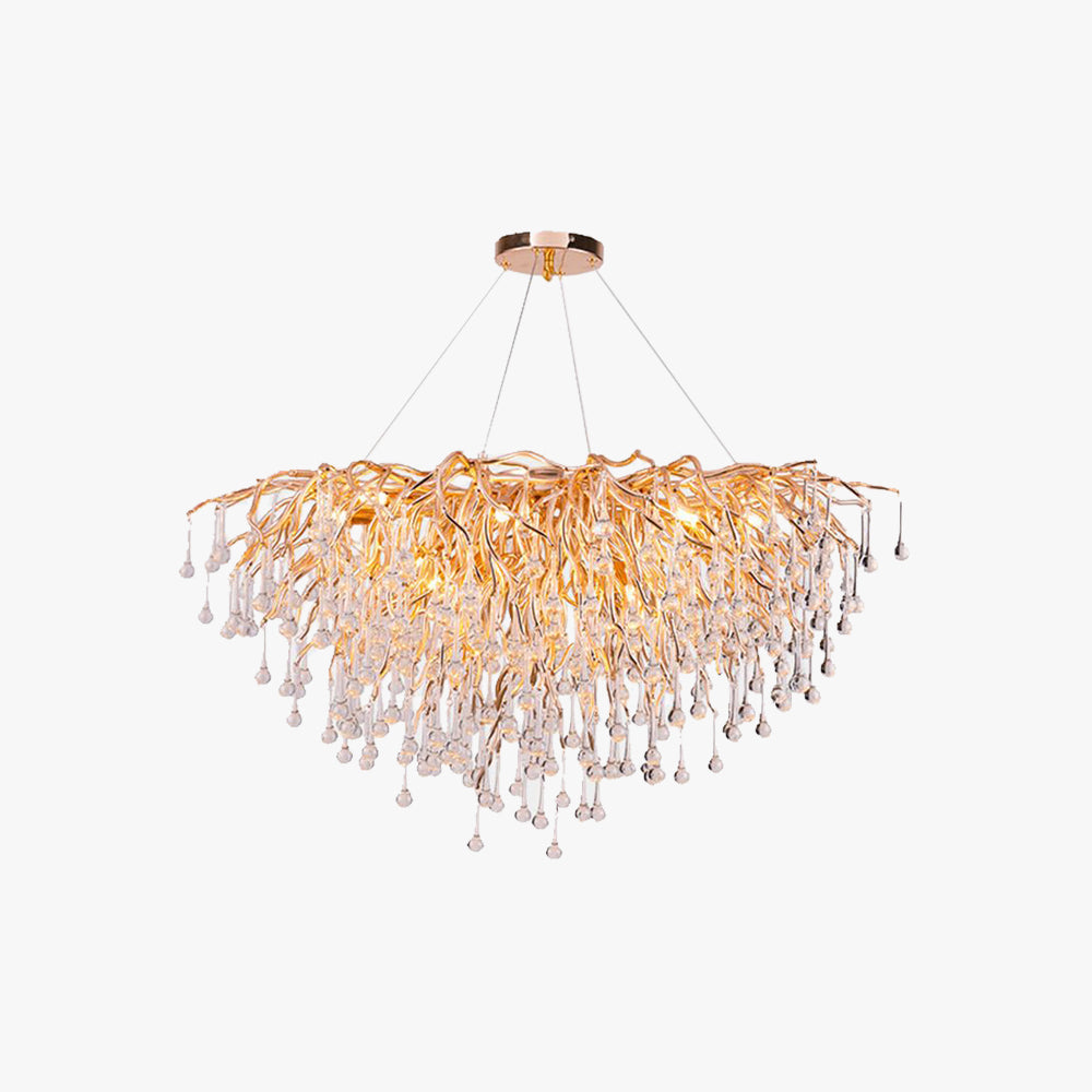 Arisha Lustre Fleur Luxueux, Metal/Cristal, Or, Salon - Neutralighting