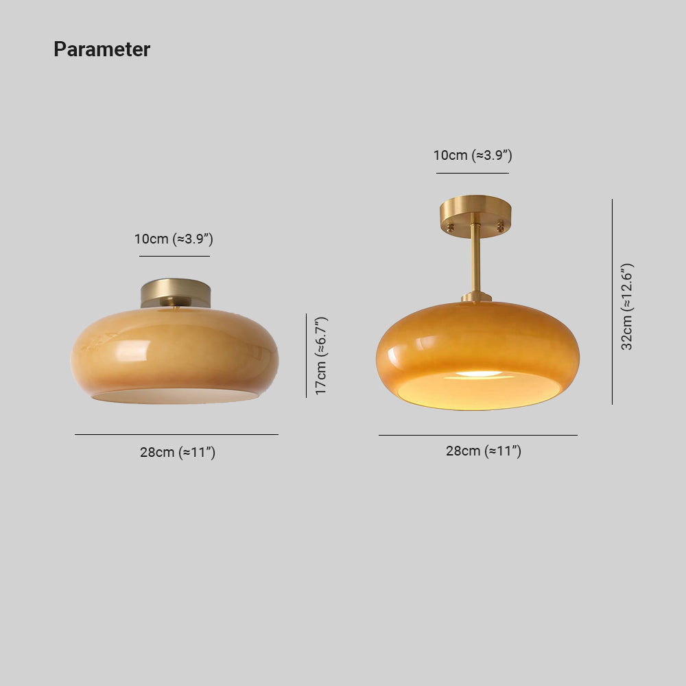 Valentina Plafonnier Rond Moderne, Métal/Verre, Orange/Blanc, Salon - Neutralighting