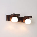 Muto Applique Murale à Miroir Intérieur Ronde Vintage LED Bois/Verre Burn Salle de Bain - Neutralighting