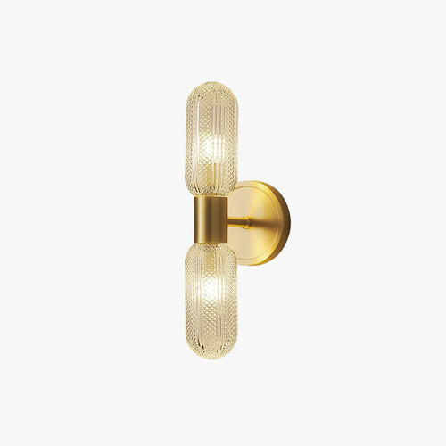 Valentina Applique Murale Luxe à Double Lumières, Métal/Verre, Or, Chambre - Neutralighting