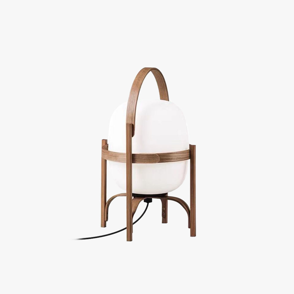 Muto Lampadaire Lanterne Moderne, Bois/Verre, Blanc/Bois, Salon - Neutralighting