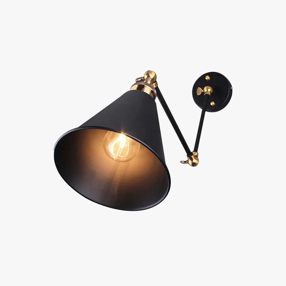 Silva Applique Murale Réglable Rétro, Métal, Noir/Clair - Neutralighting