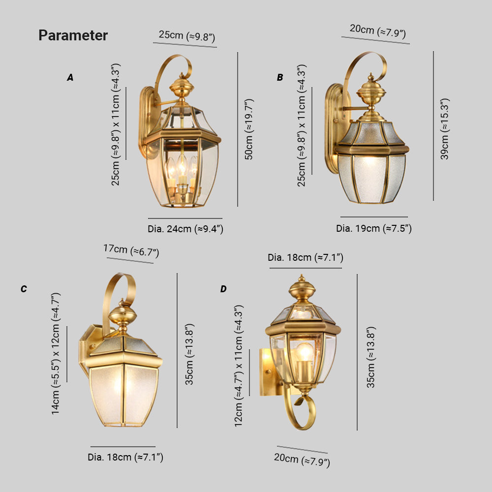 Silva Applique Murale Extérieur Lanterne Vintage, Verre/Métal, Laiton, Cour - Neutralighting