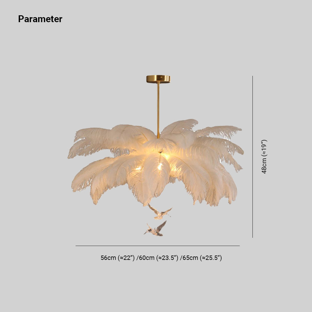 O'Moore Lustre Fleur Naturel Verre/Plume Blanc Salon - Neutralighting