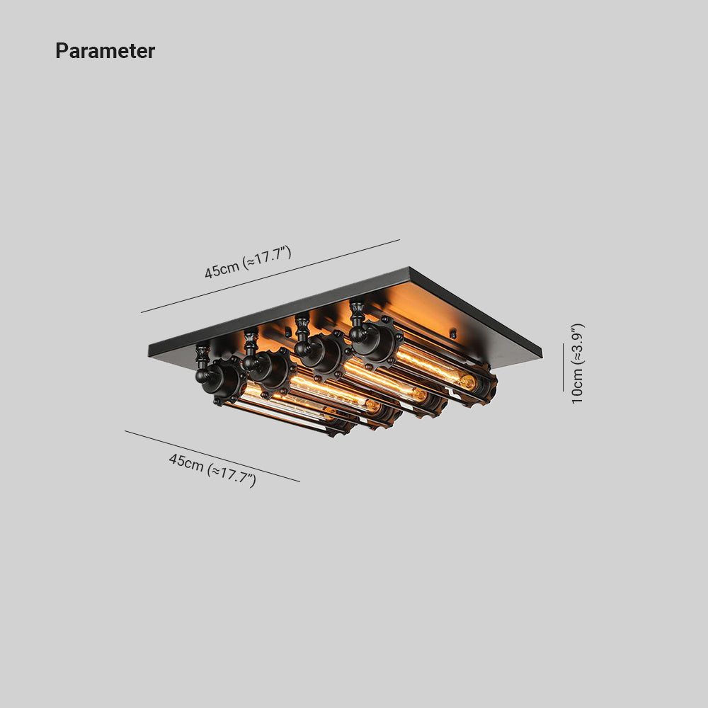 Silva Plafonnier Tube/Multi Vintage, Métal, Noir, Salon - Neutralighting