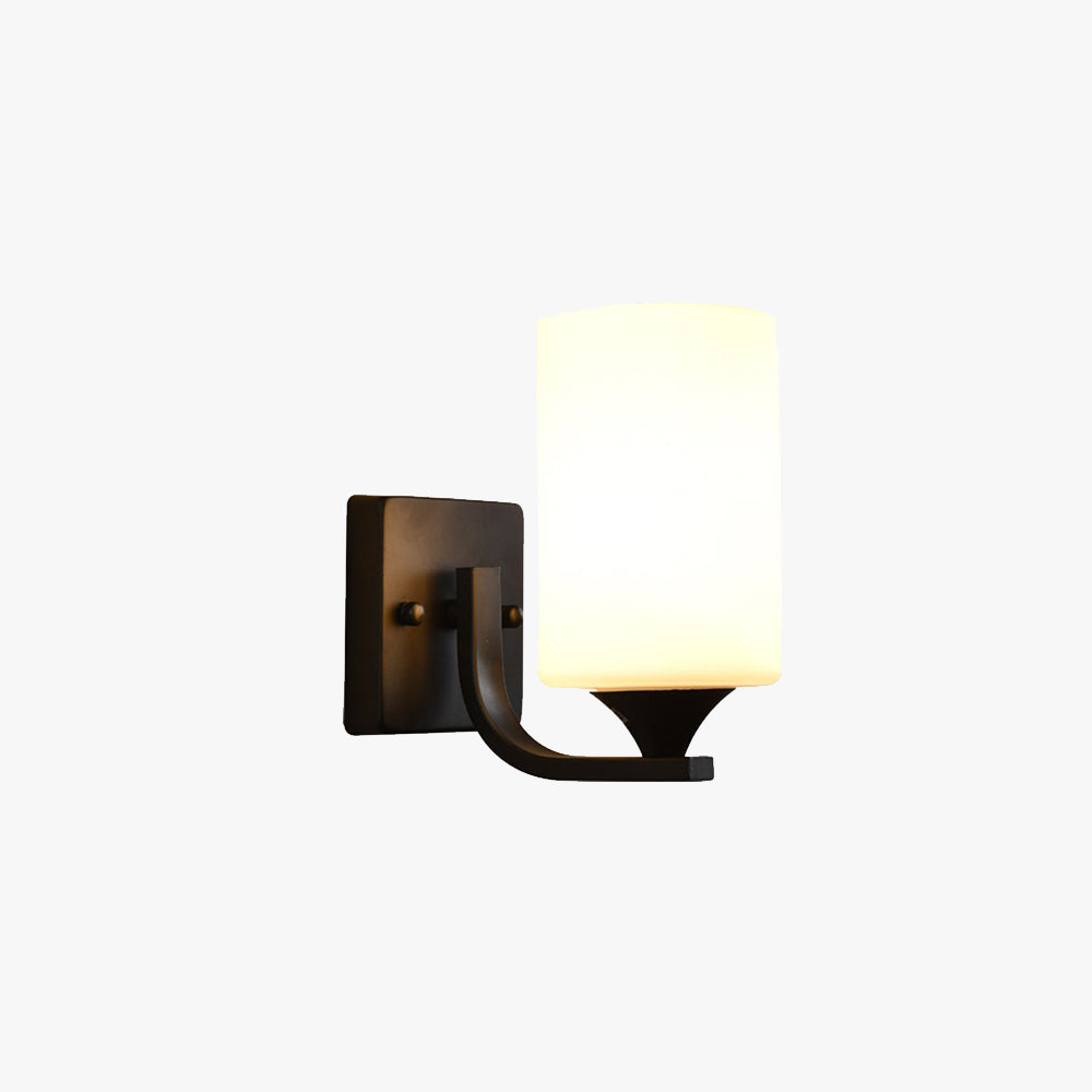 Tiffany Applique Murale Cylindrique Vintage, Métal/Verre, Noir/Chromé, Chambre à Coucher - Neutralighting