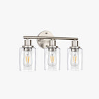 Silva Applique Murale Cylindrique Simple, Métal/Verre, Nickel, Salle de Bain - Neutralighting