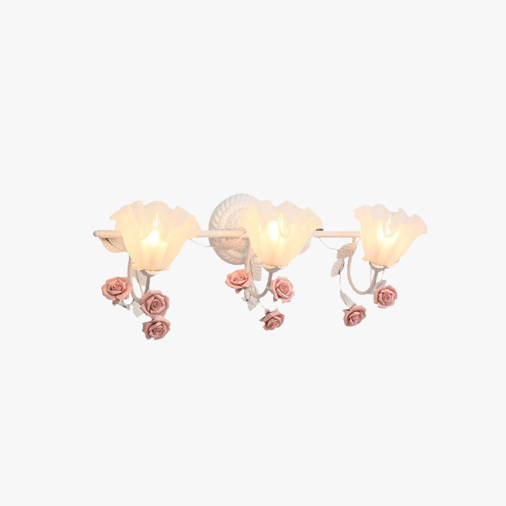 Ray Applique Murale Miroir de Forme de Fleur Vintage, Métal/Verre, Rose/Bleu, Salon - Neutralighting