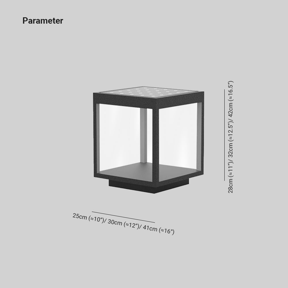 Ray Lampe de Poteau Rectangulaire Moderne, Métal, Noir, Jardin - Neutralighting