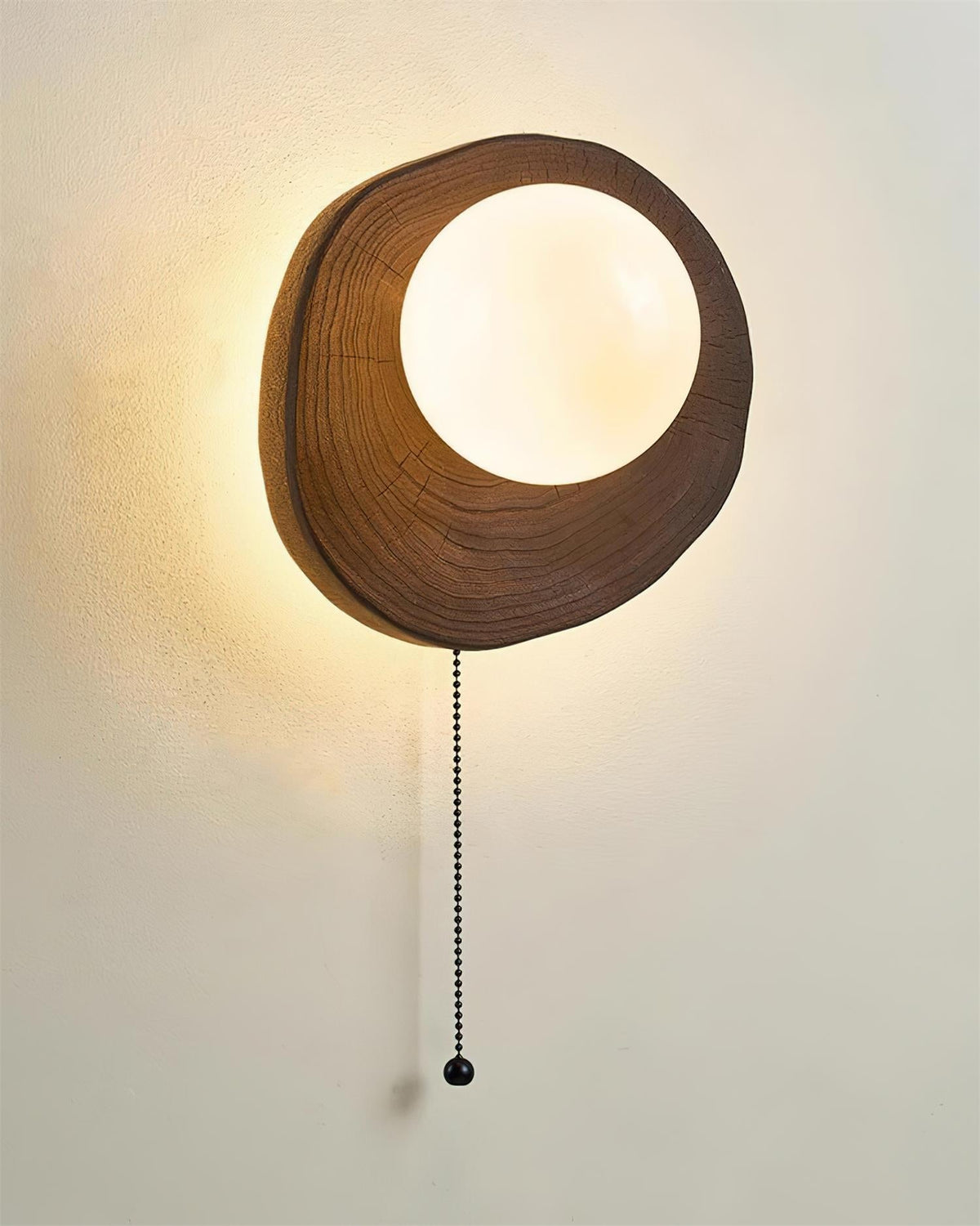 Bacia Applique Murale Anneau Sculpté En Bois Sphère En Verre - Neutralighting