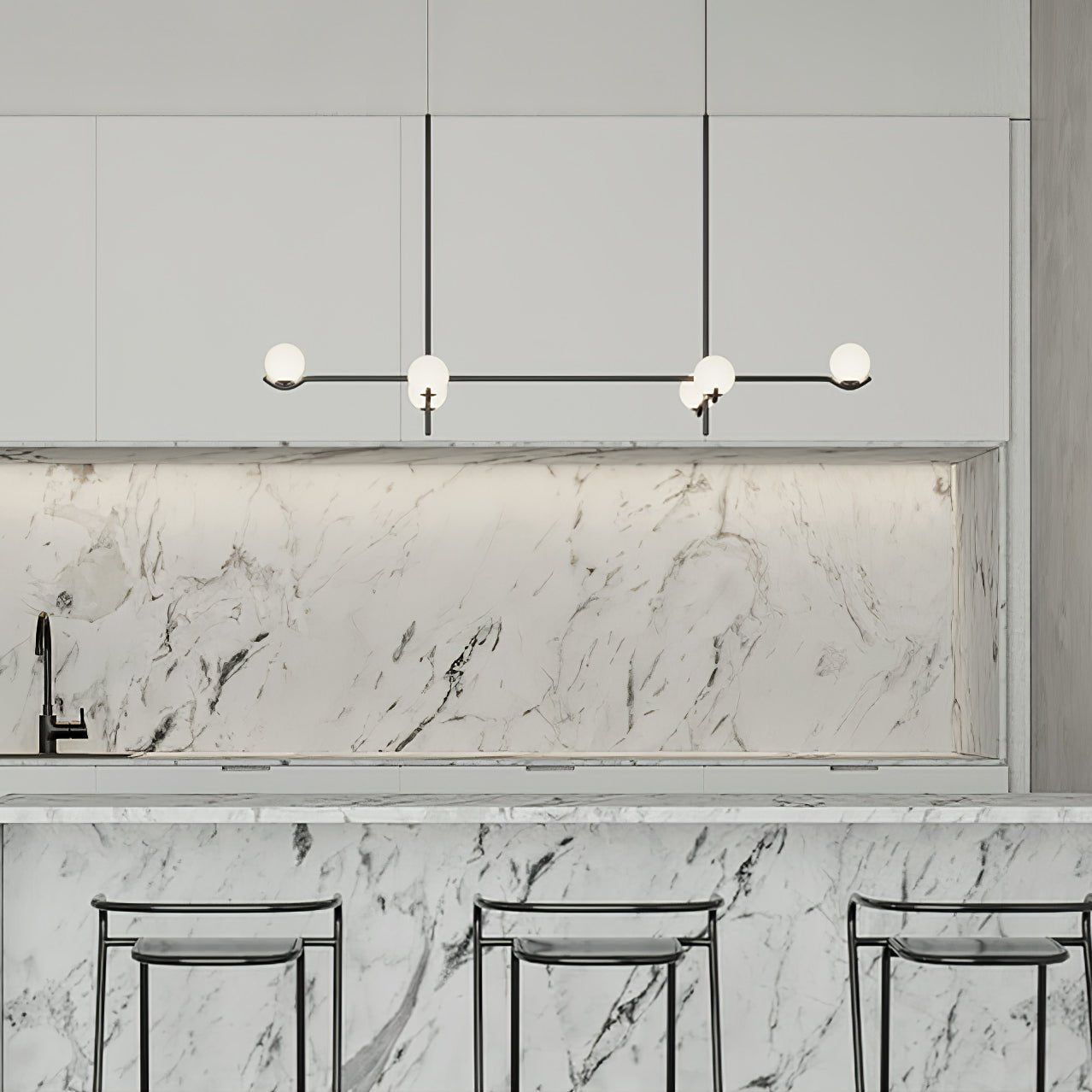Noir Suspension Minimaliste en Verre - Neutralighting