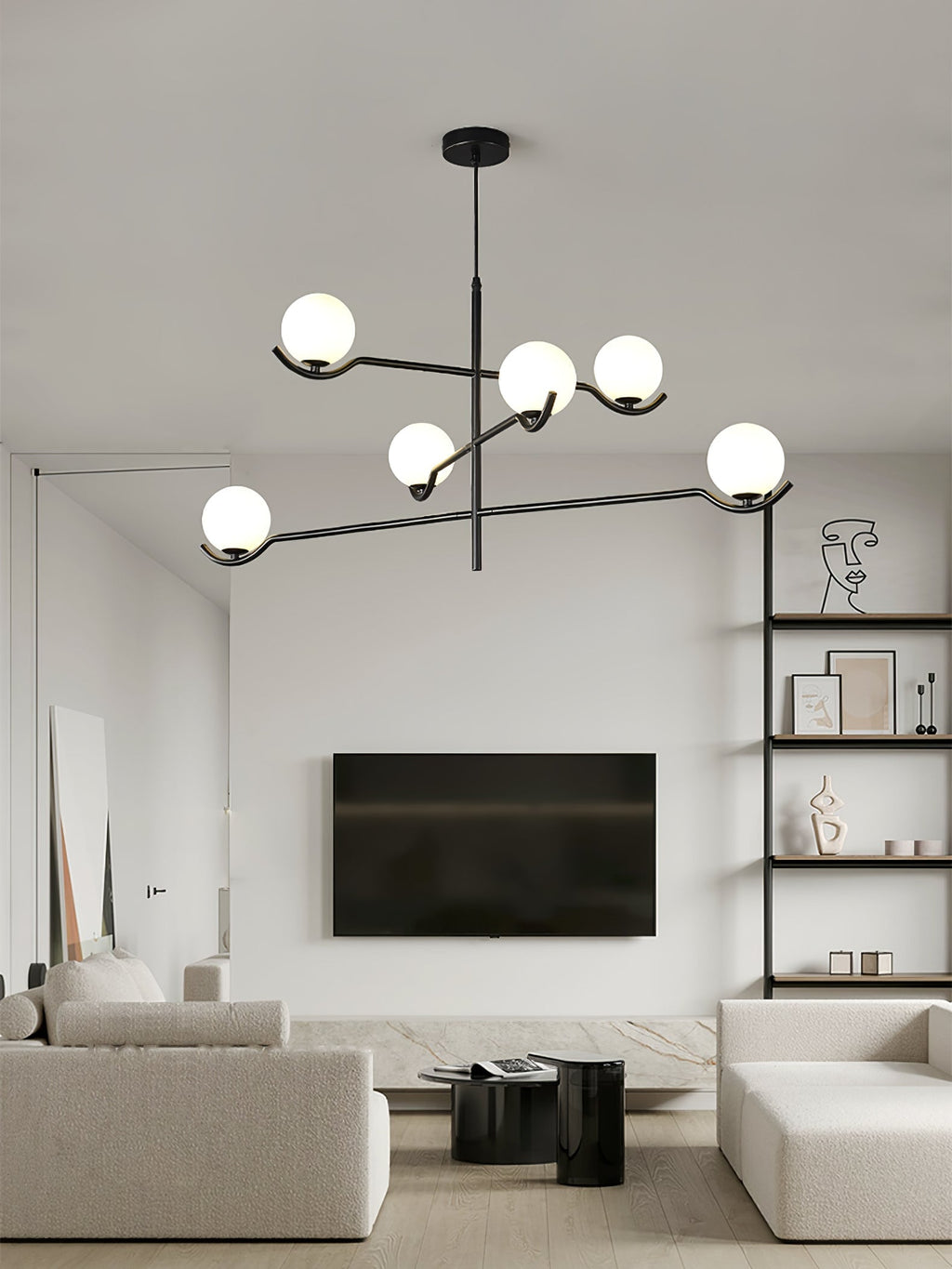 Noir Suspension Minimaliste en Verre - Neutralighting