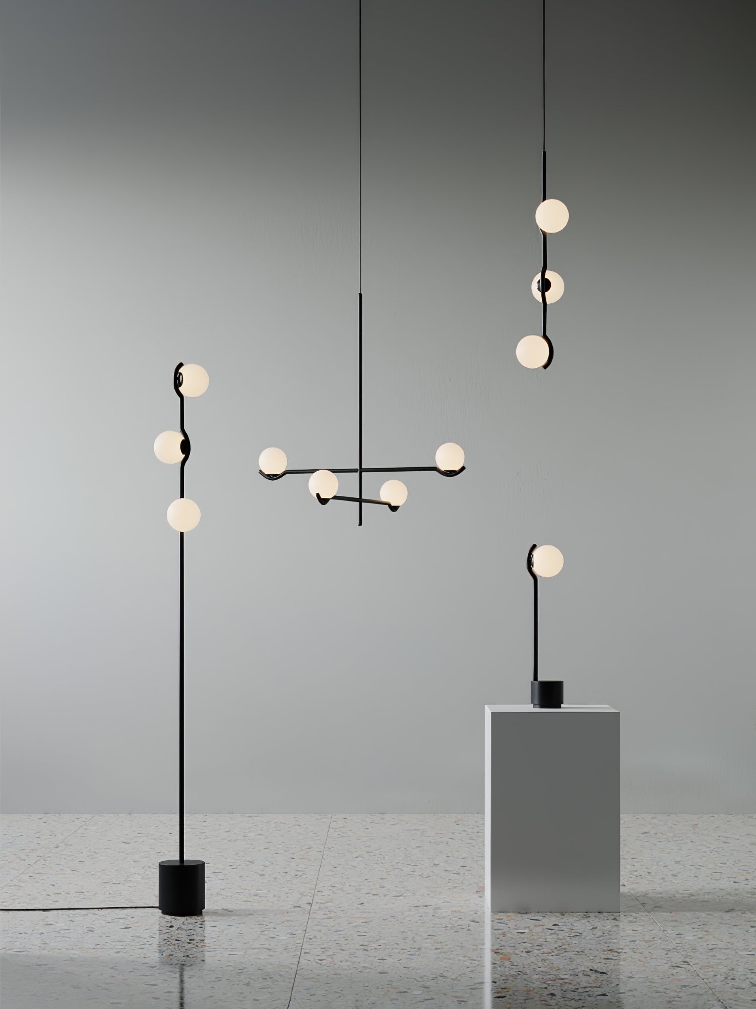 Noir Suspension Minimaliste en Verre - Neutralighting