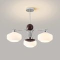 Lustra Lustre Bras en Chrome et Noyer Abat-jours en Verre Blanc Style Rétro - Neutralighting