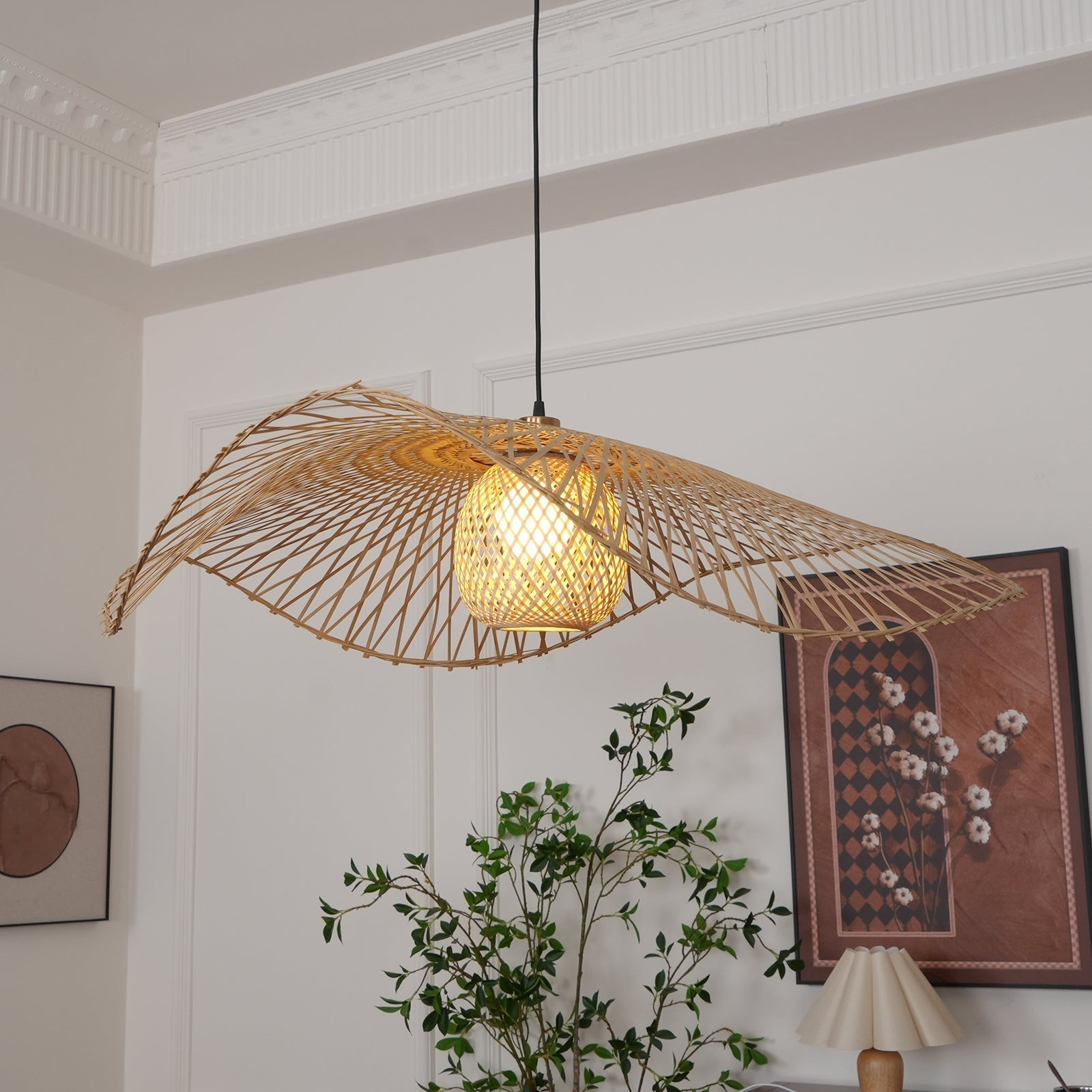 Dune Suspension Bambou Tressage Ouvert Naturel - Neutralighting