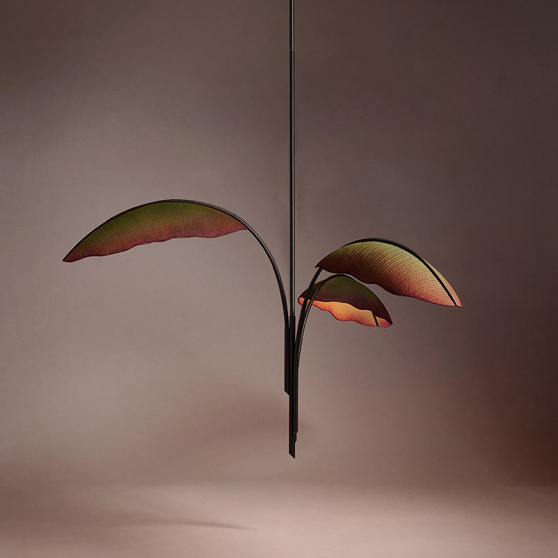 Rauduvyu Moderne Minimaliste Feuille Noir Métal Lustre - Neutralighting