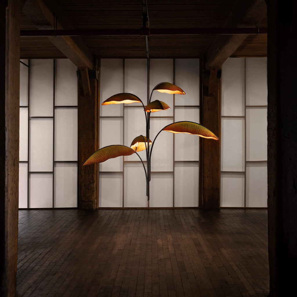 Rauduvyu Moderne Minimaliste Feuille Noir Métal Lustre - Neutralighting