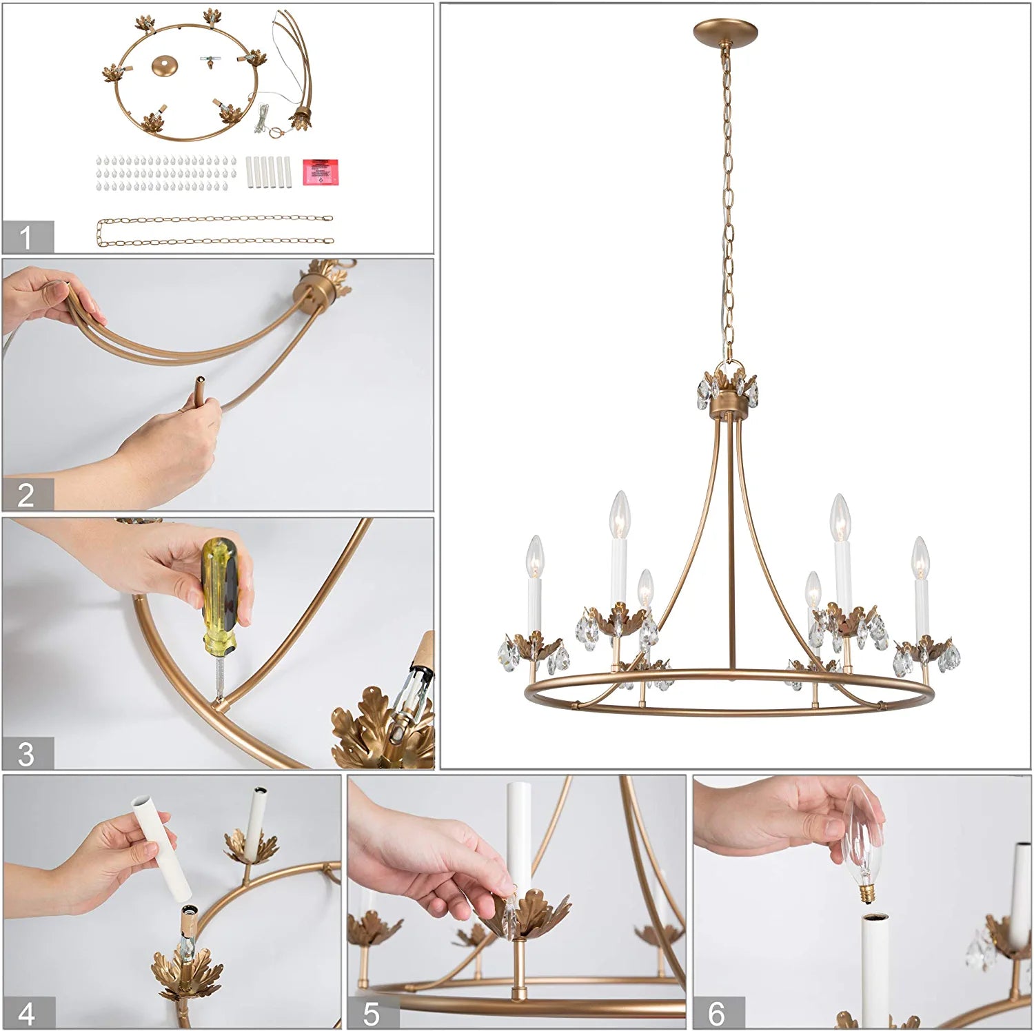 Yrvuvyh Ancien Industriel Luxe Laiton Cristal Lustre - Neutralighting