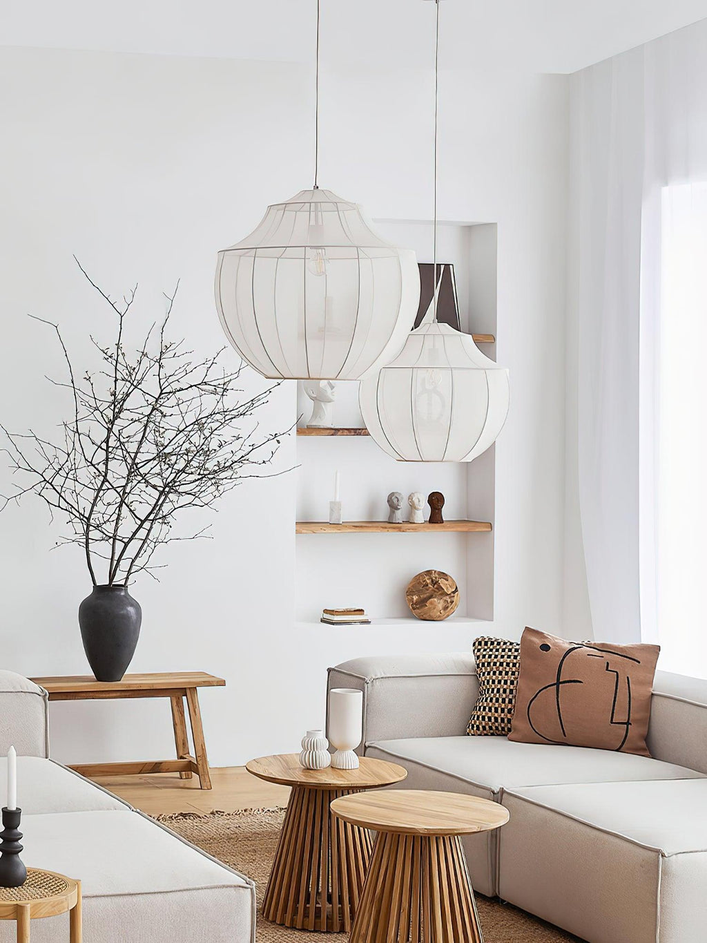 Eraeyra Lampe Suspension en Tissu Maille d'Élégance Premium - Neutralighting
