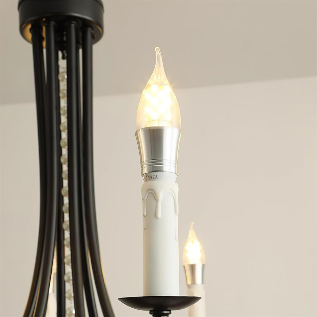 Rococo Chandelier Style Bougie Cristal Noir Pendentif - Neutralighting