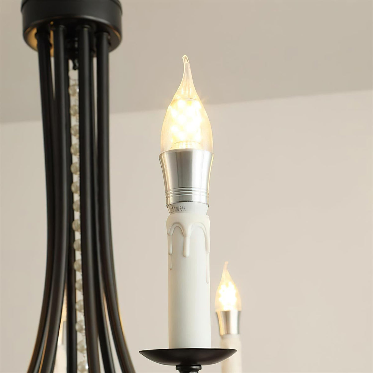 Rococo Chandelier Style Bougie Cristal Noir Pendentif - Neutralighting