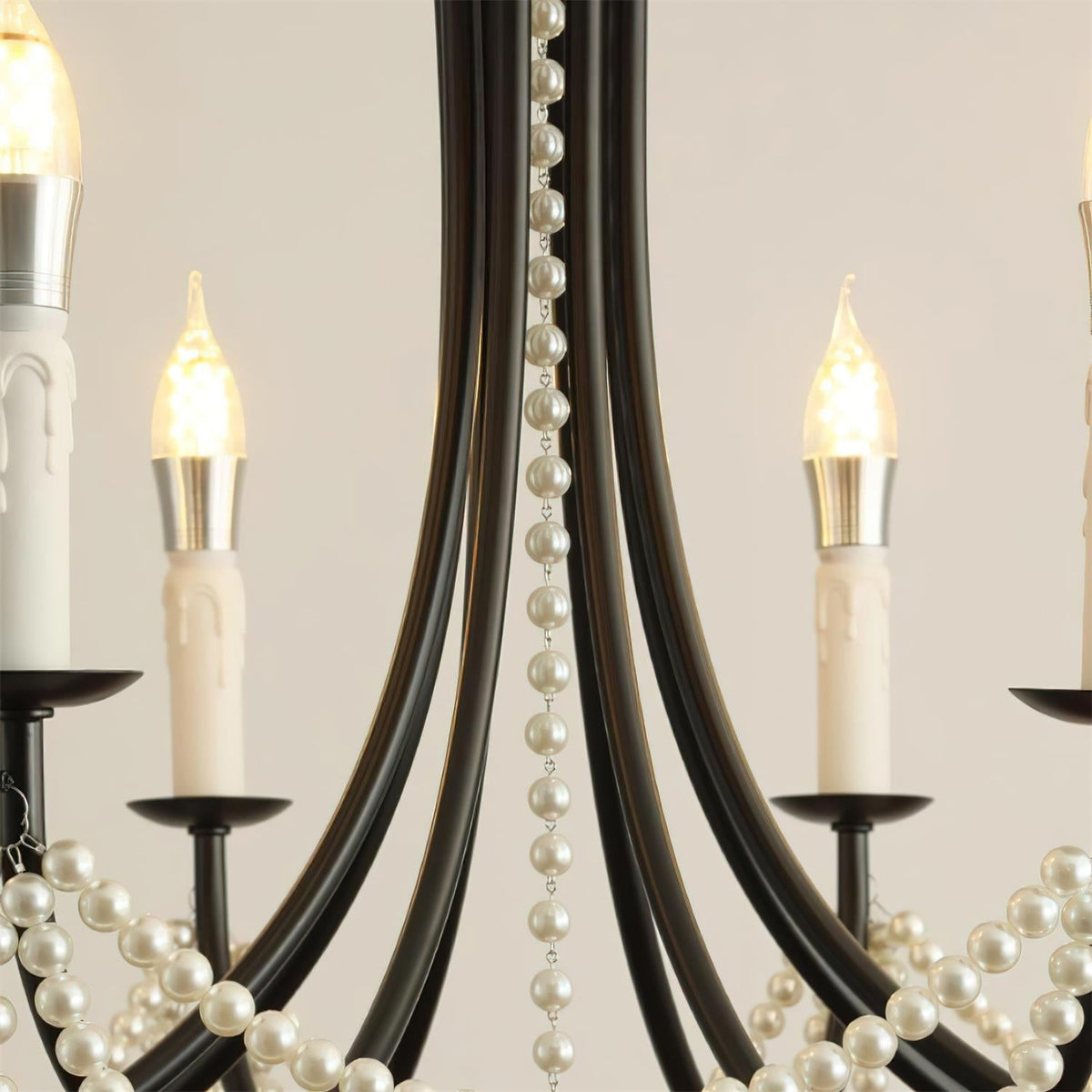 Rococo Chandelier Style Bougie Cristal Noir Pendentif - Neutralighting