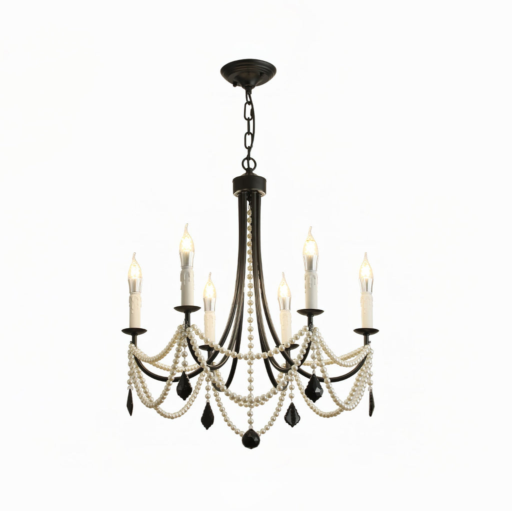 Rococo Chandelier Style Bougie Cristal Noir Pendentif - Neutralighting