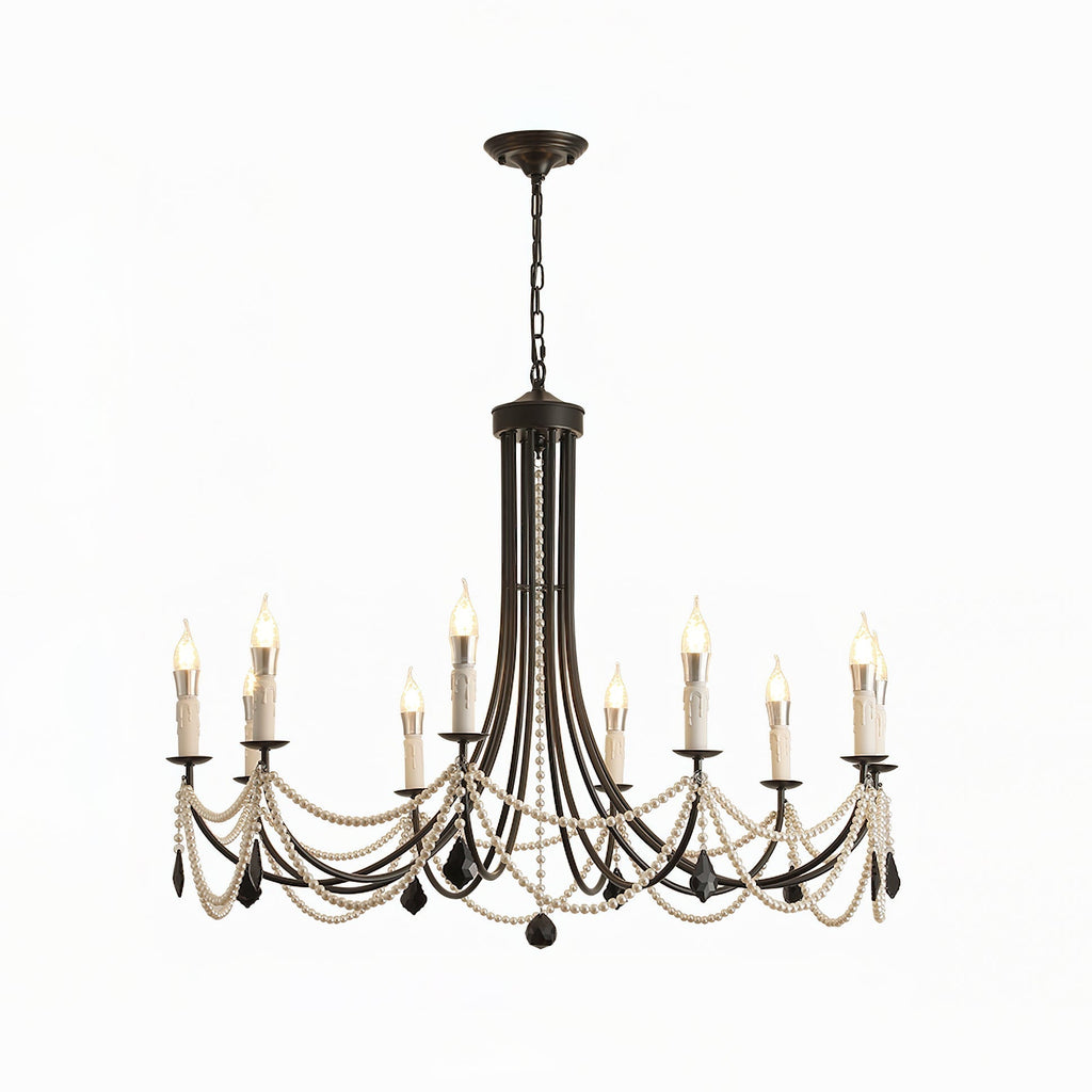 Rococo Chandelier Style Bougie Cristal Noir Pendentif - Neutralighting