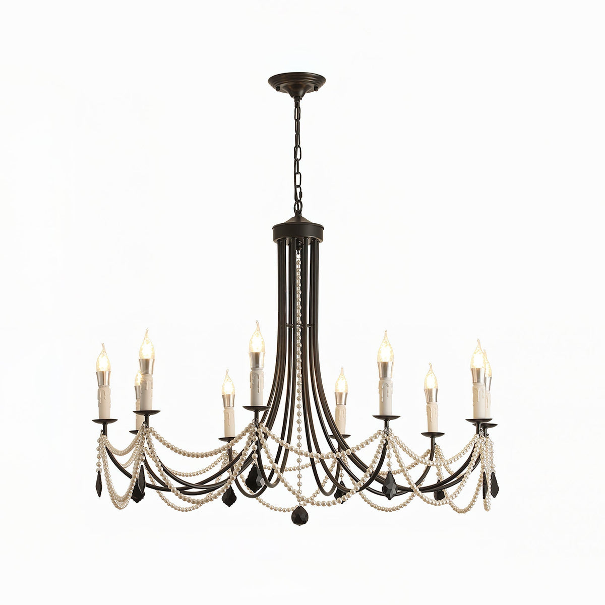 Rococo Chandelier Style Bougie Cristal Noir Pendentif - Neutralighting