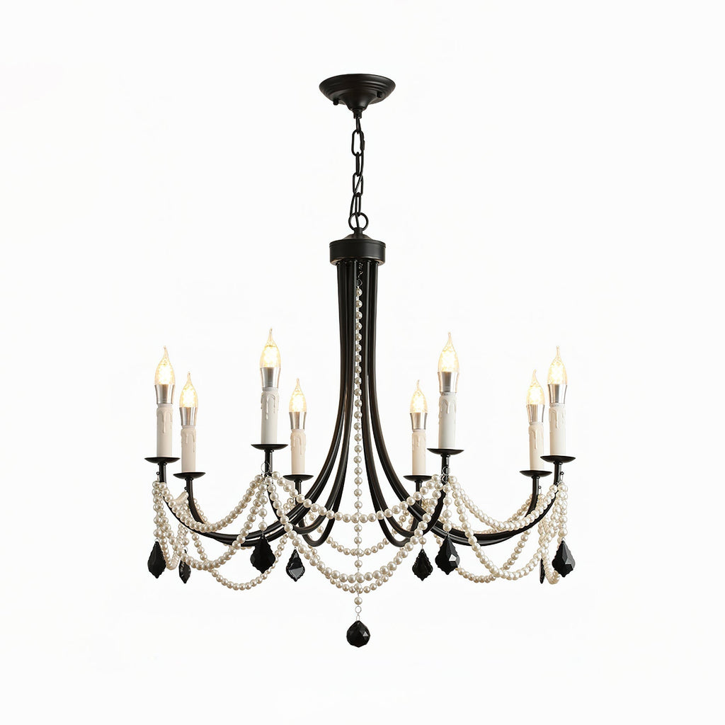Rococo Chandelier Style Bougie Cristal Noir Pendentif - Neutralighting