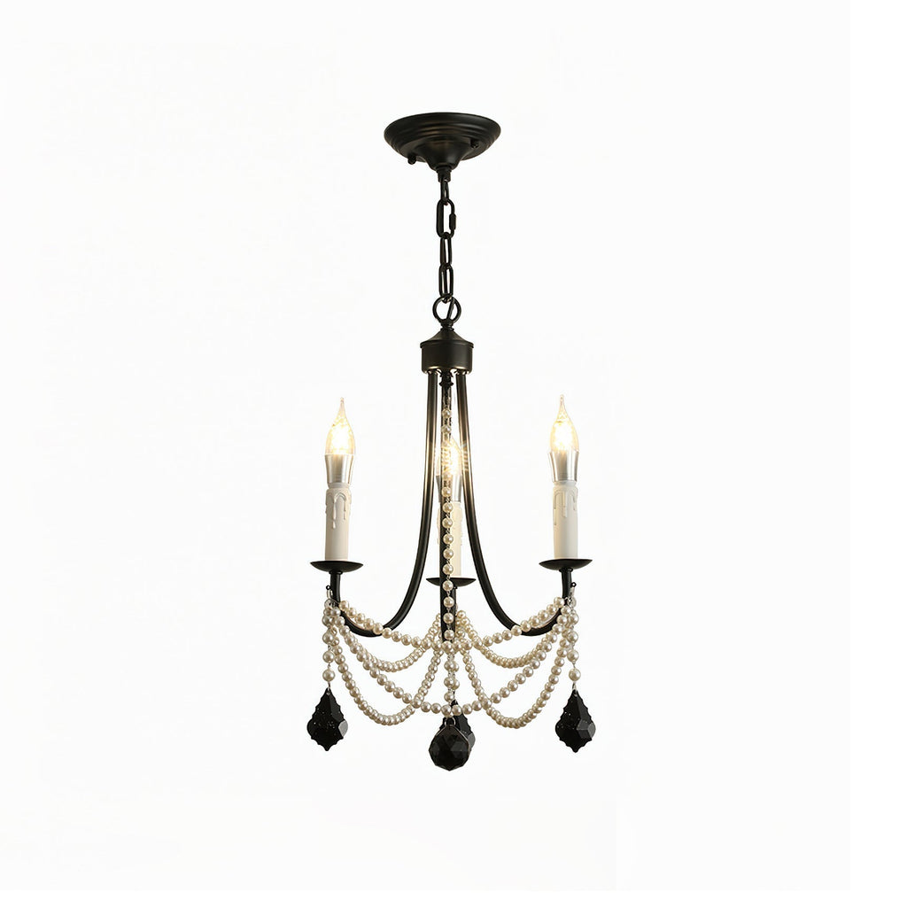Rococo Chandelier Style Bougie Cristal Noir Pendentif - Neutralighting